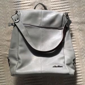 NWT Gray Faux Leather Mini Backpack